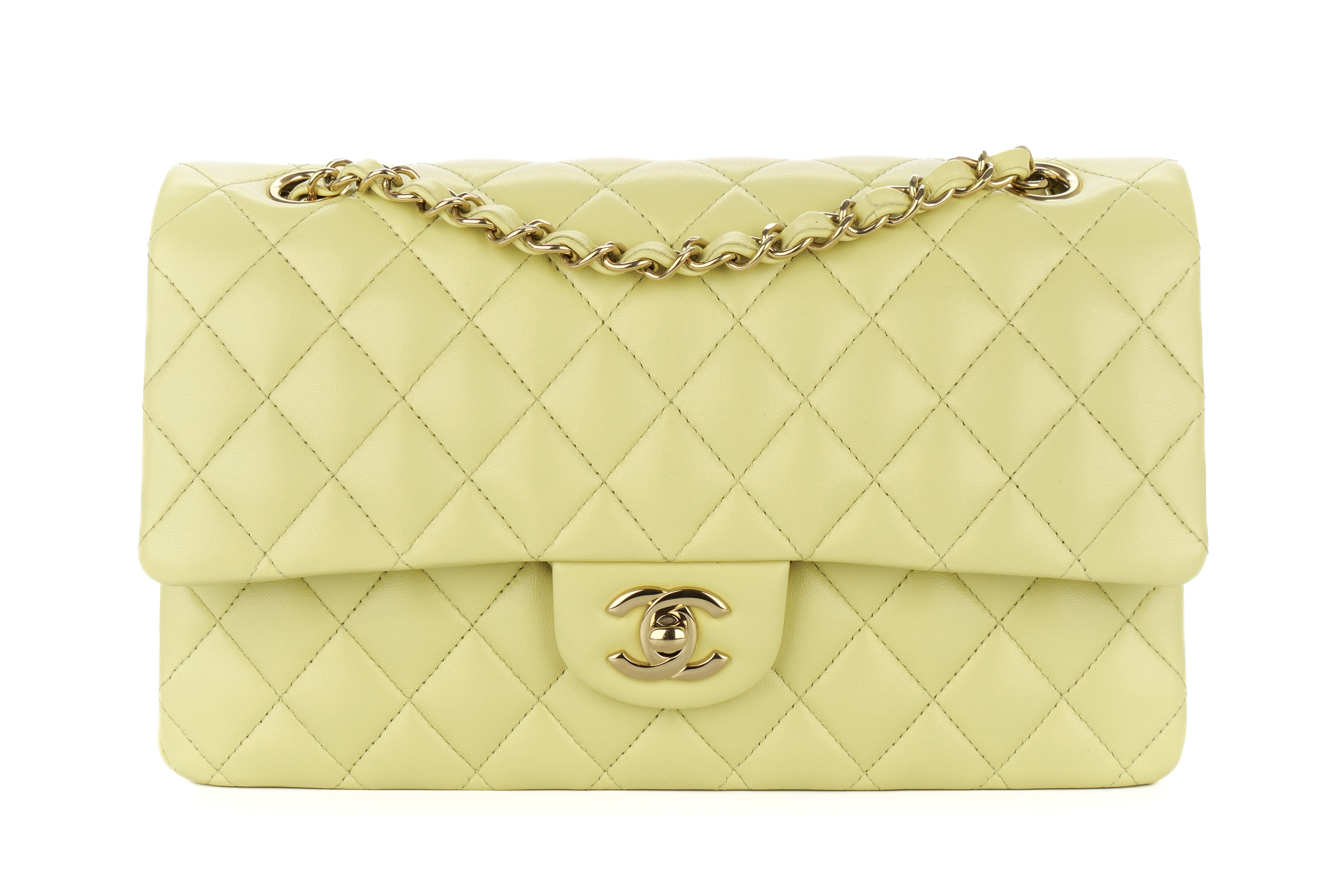 Chanel-Classic-Double-Flap-Lime-Green-Lambskin-Quilted-Champagne-Hardware-new-1