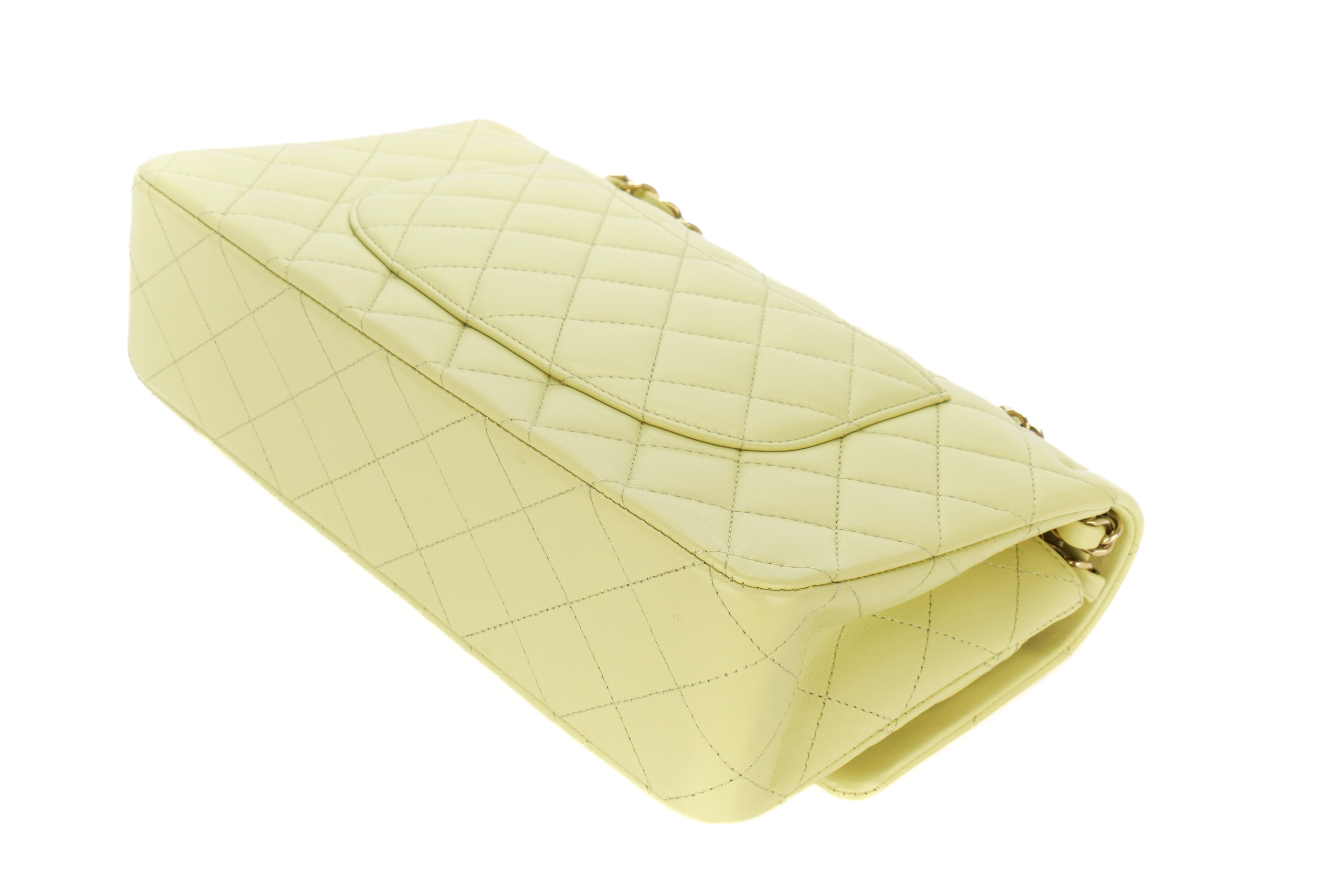 Chanel-Classic-Double-Flap-Lime-Green-Lambskin-Quilted-Champagne-Hardware-new-11