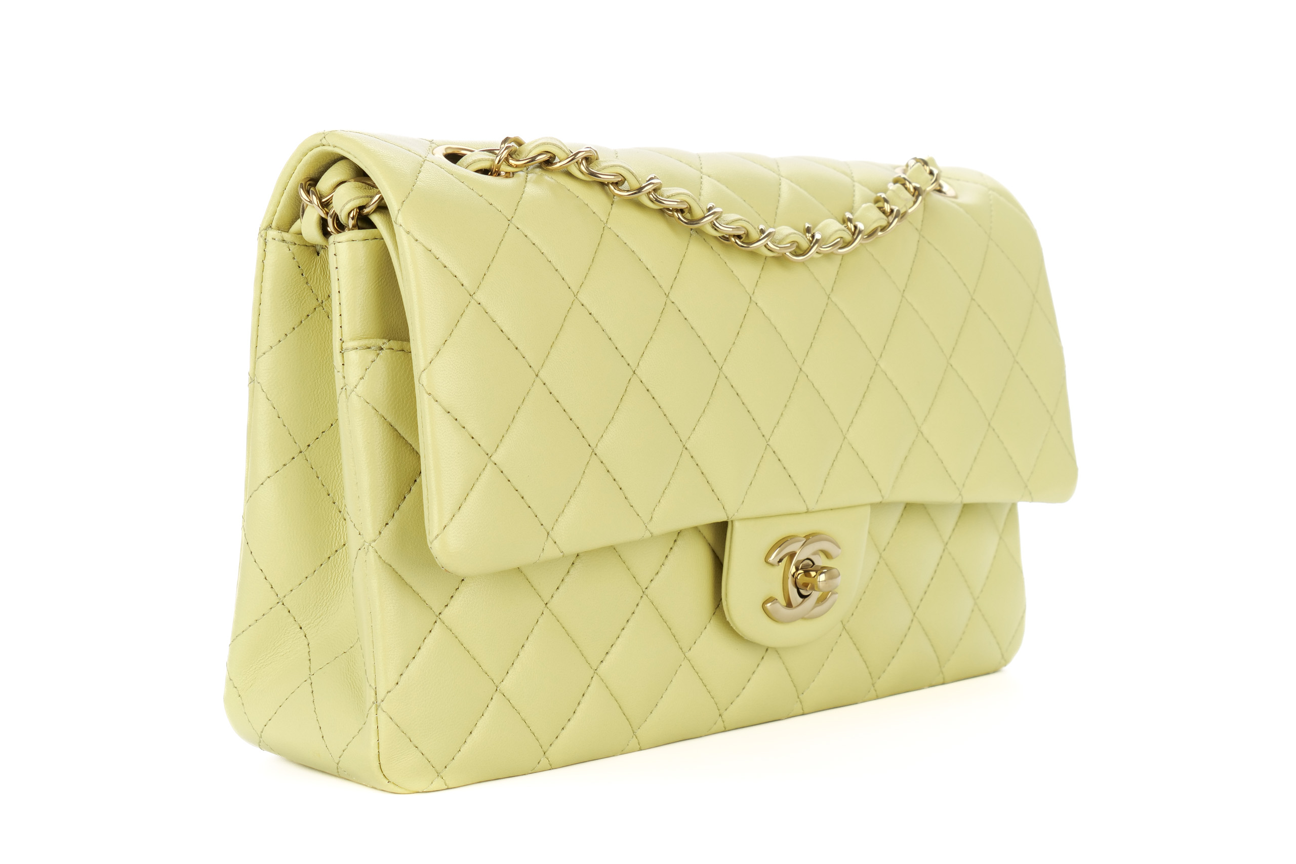 Chanel-Classic-Double-Flap-Lime-Green-Lambskin-Quilted-Champagne-Hardware-new-2