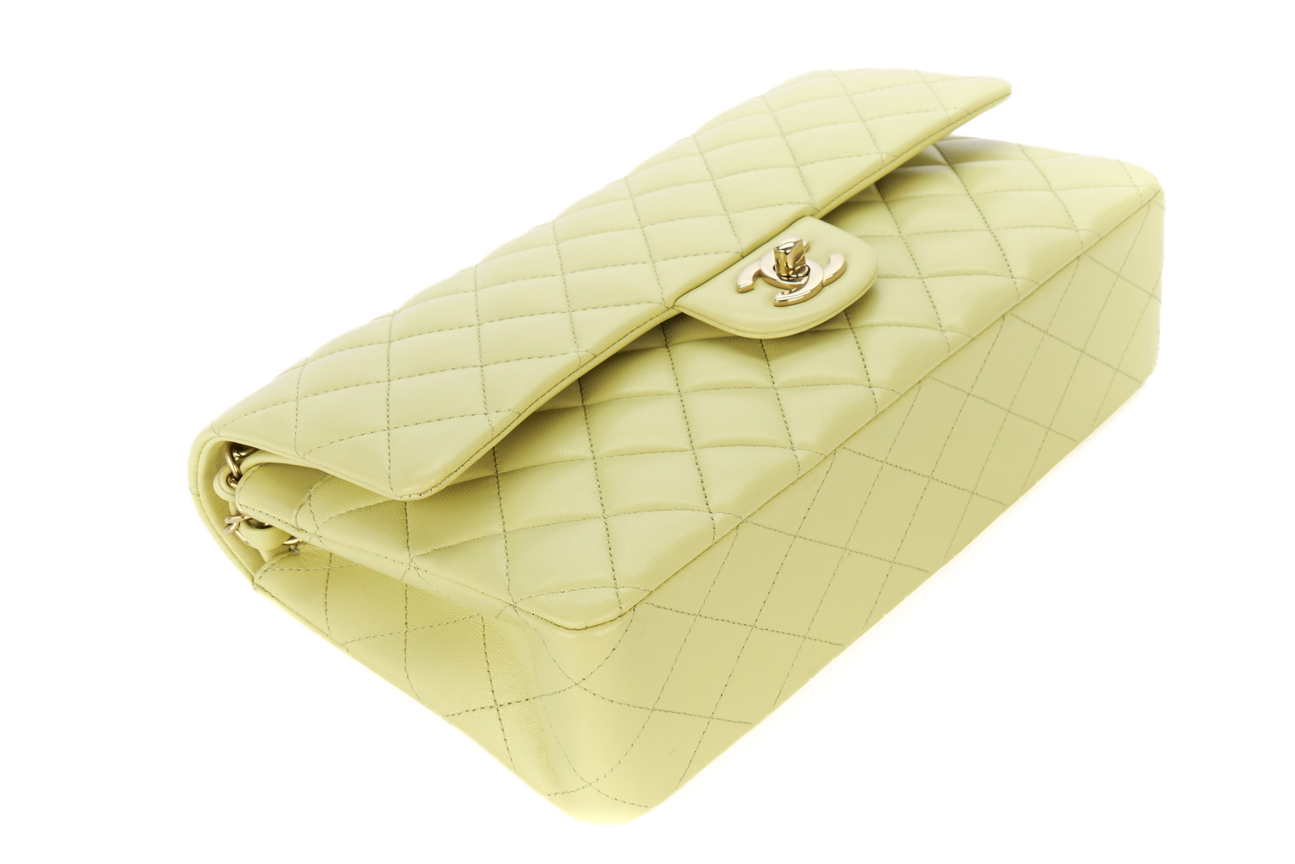 Chanel-Classic-Double-Flap-Lime-Green-Lambskin-Quilted-Champagne-Hardware-new-8