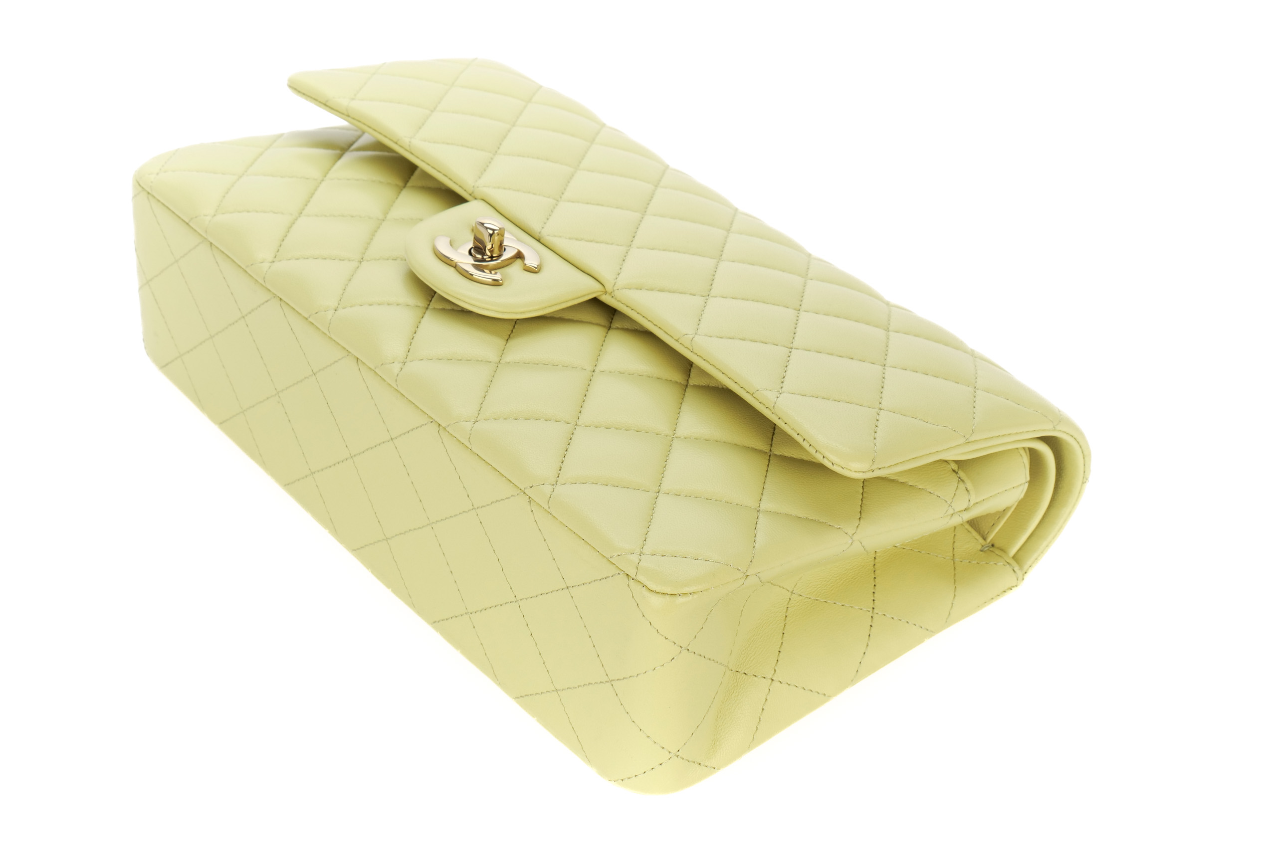 Chanel-Classic-Double-Flap-Lime-Green-Lambskin-Quilted-Champagne-Hardware-new-9