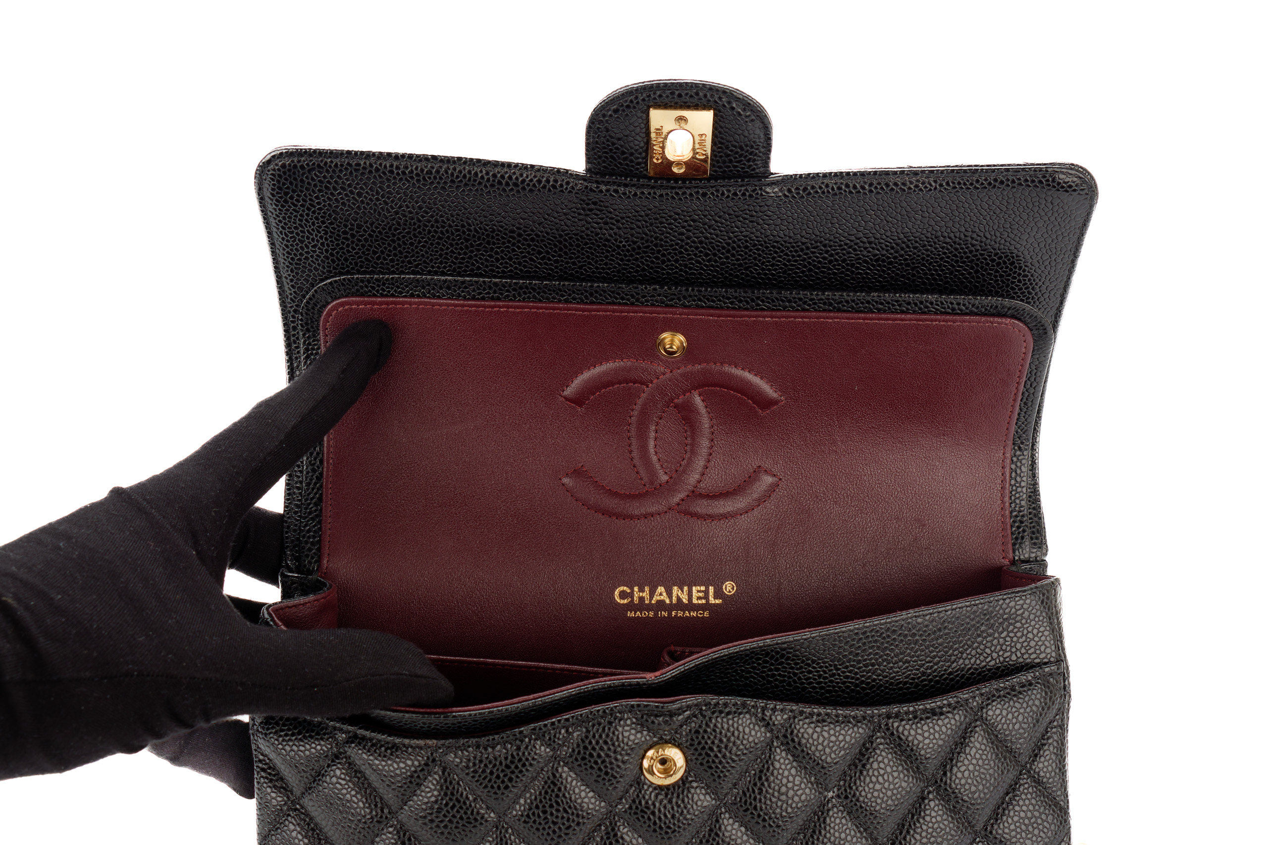 Chanel-Classic-Flap-Medium-Black-Caviar-Gold-Hardware-3387-9