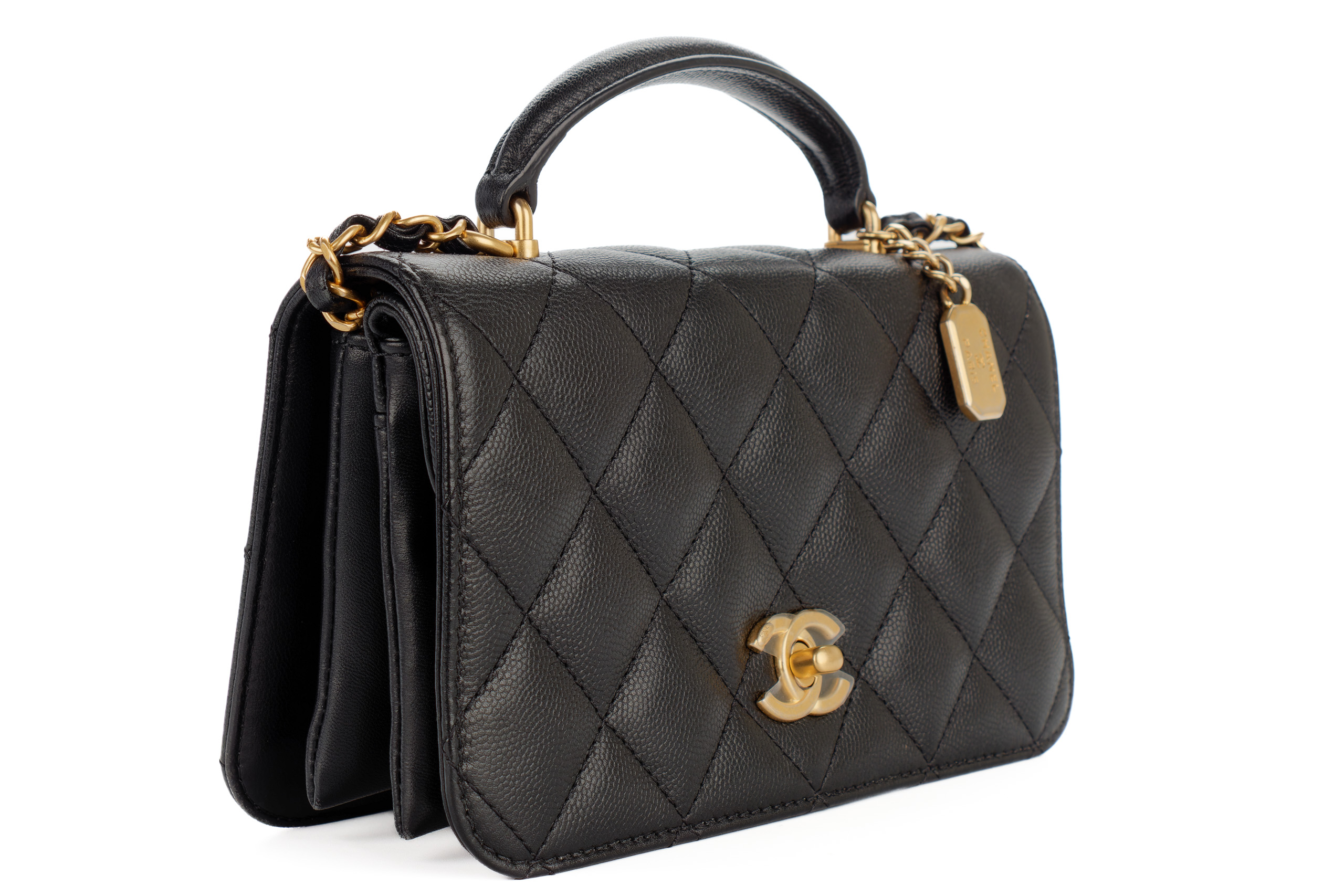 Chanel-Small-Top-Handle-Flap-Black-Caviar-Gold-Harwdare-2