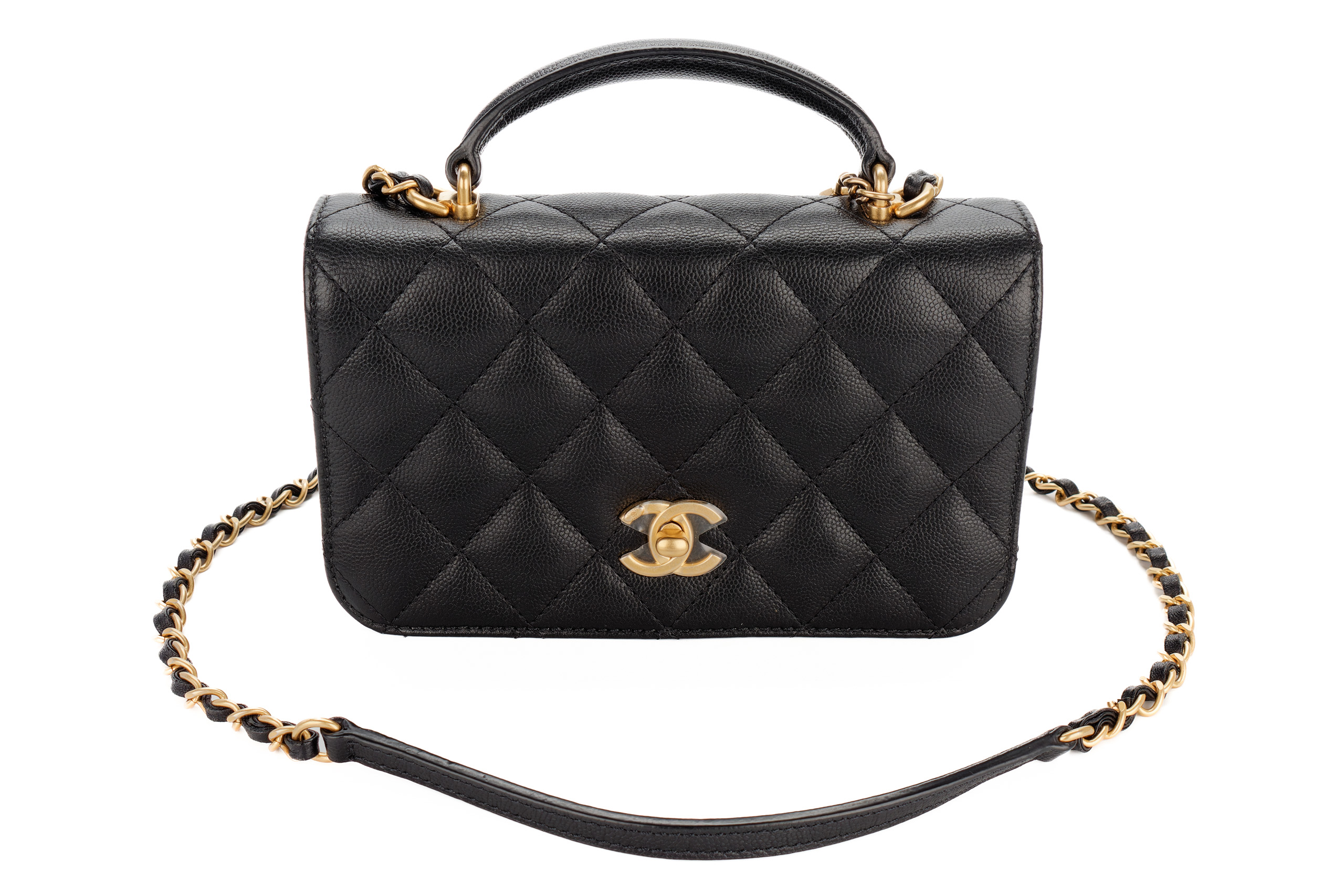 Chanel-Small-Top-Handle-Flap-Black-Caviar-Gold-Harwdare-8