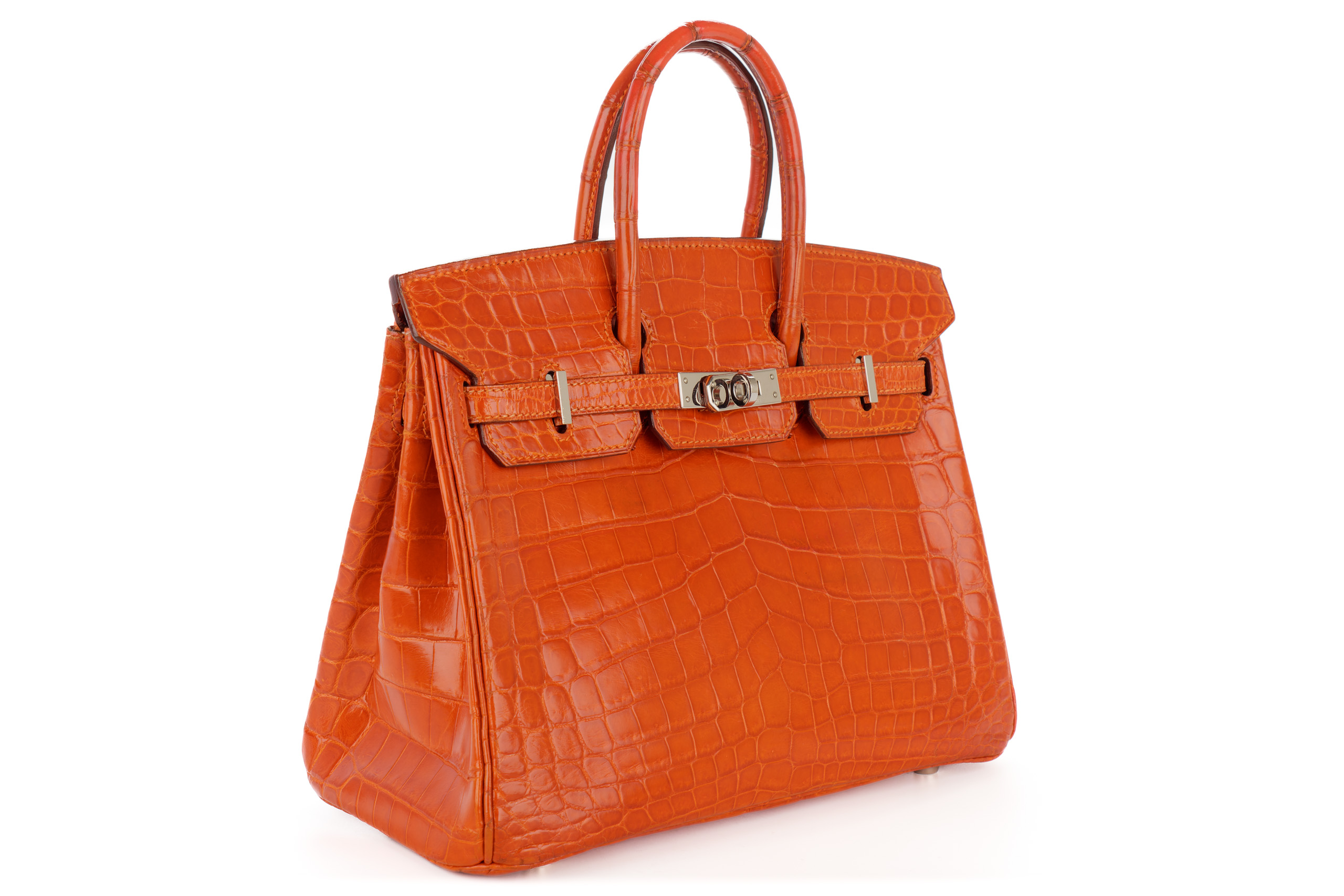 Hermès-Birkin-25-Orange-H-Matte-Crocodile-Palladium-Hardware-2005-2