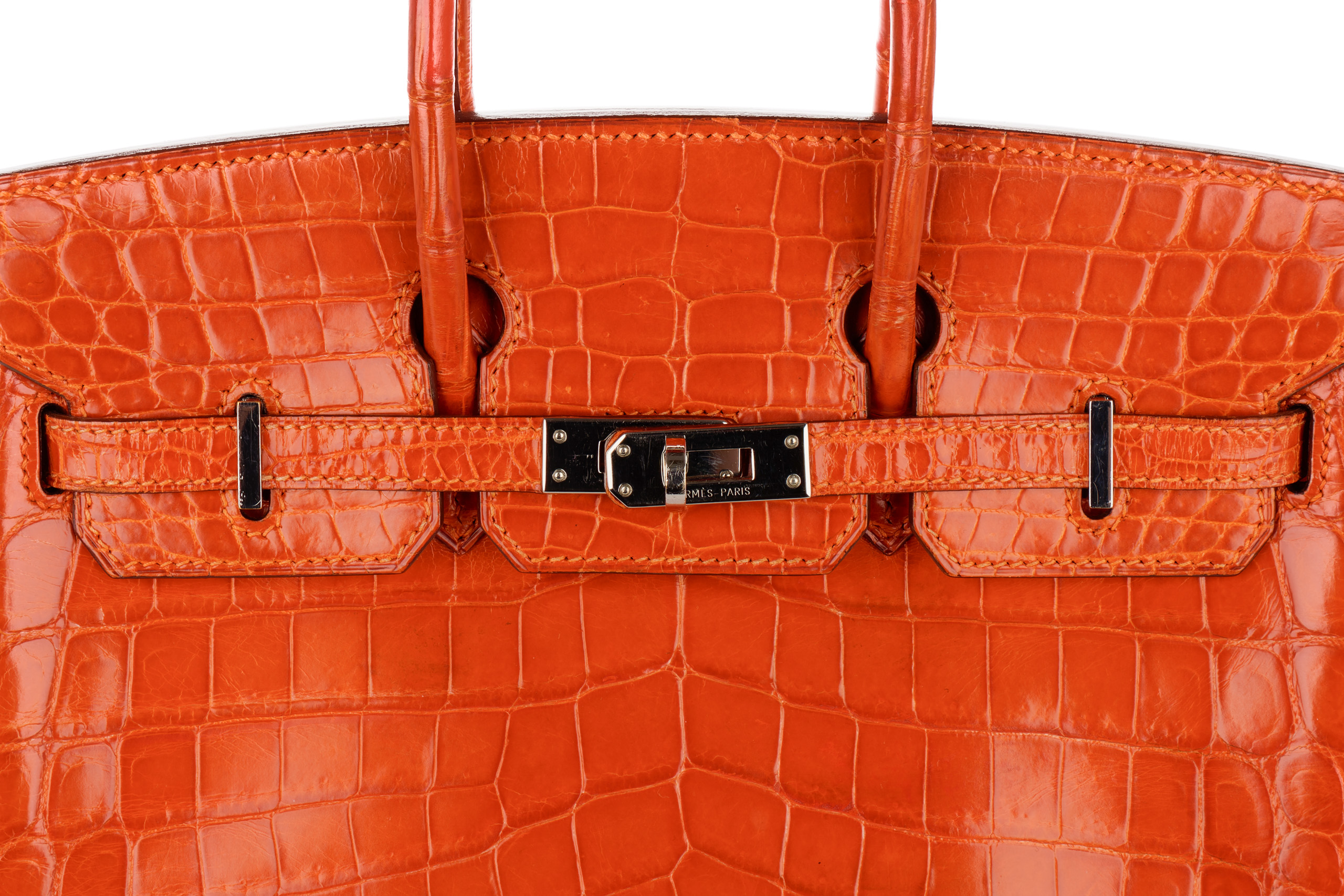 Hermes Birkin 25 Orange H Matte Crocodile Palladium Hardware