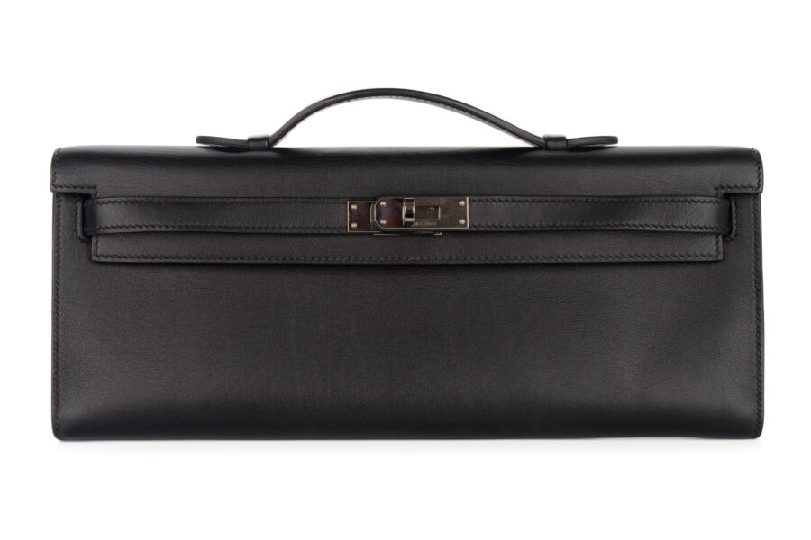 Hermès Kelly Cut Noir Swift Palladium Hardware Luxury Shopping