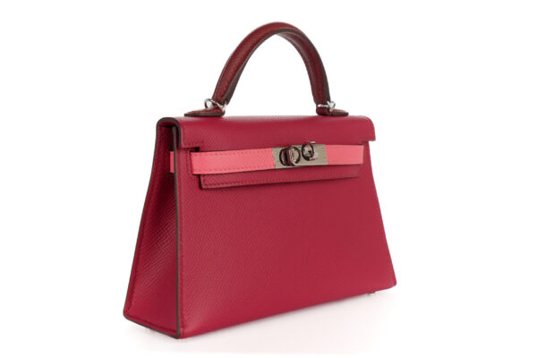 Hermès Mini Kelly Tri Color Rubis Rose Azalee Rouge H Palladium Hardware