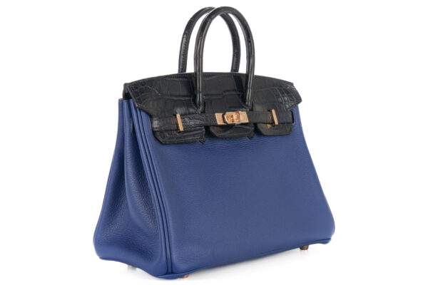 Hermès Birkin 25 Touch Bleu Encre Noir Black Crocodile
