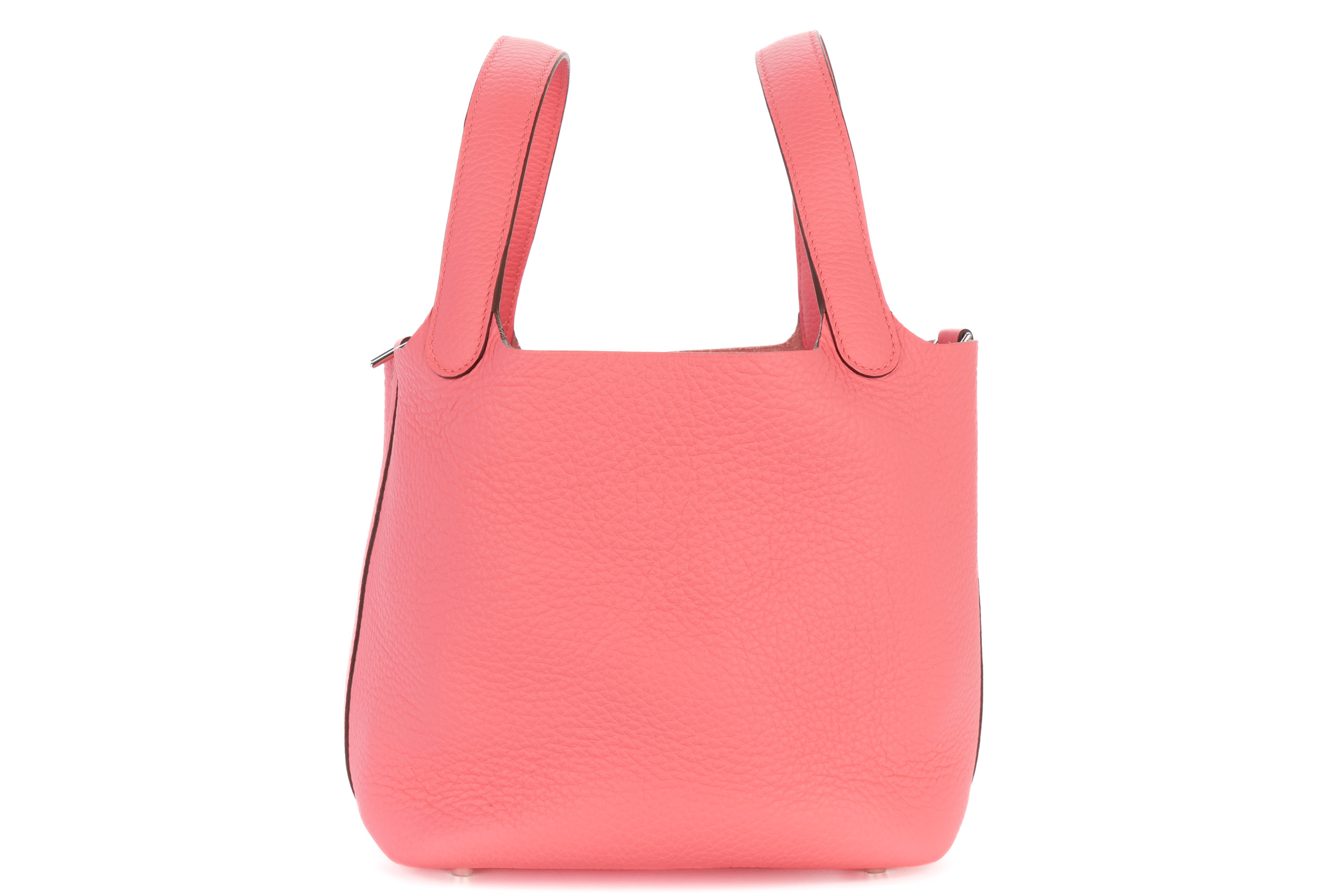 HERMES◆Picotan Lock 18 Rose Azalee◆ Hermès Tressage De Cuir Abricot, Rose Azalee, And Gold Epsom