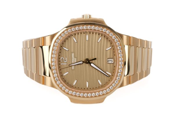 Patek Philippe Ladies Nautilus Rose Gold Champagne Dial Diamond