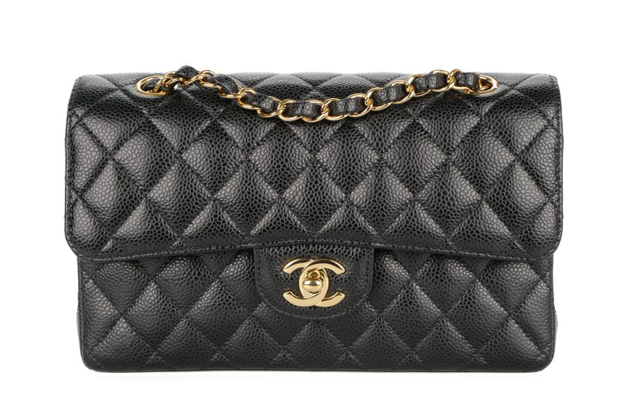 Chanel Small Classic Double Flap Black Caviar Gold Hardware