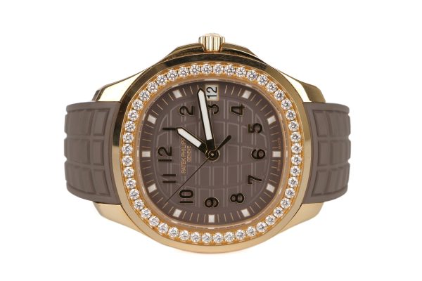 Patek Philippe Aquanaut 18ct Rose Gold Brown Dial Diamond Bezel