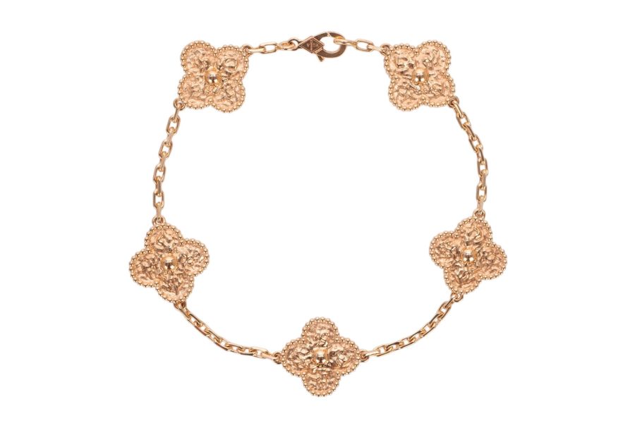 Van Cleef Arpels Vintage Alhambra Motifs Hammered 18ct Rose