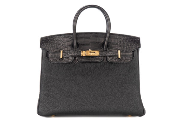 Hermès Birkin 25 Touch Noir – Black / Togo – Matte Alligator Missipian Gold Hardware