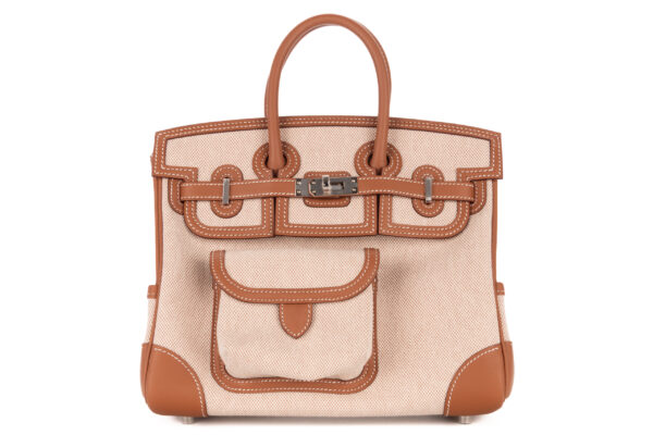Hermès Birkin 25 Cargo Gold-Ecru-Beige / Swift-Toile H Palladium Hardware