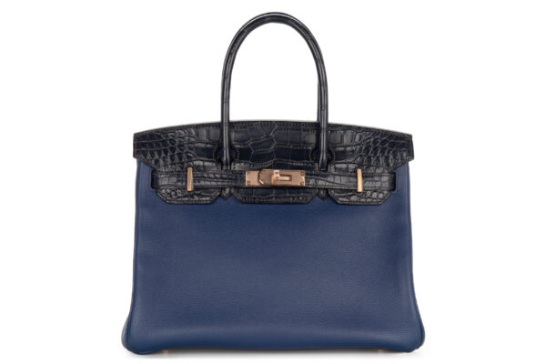 Hermès Birkin 30 Touch Bleu Saphir – Bleu Marine Matte Alligator – Novillo Rose Gold Hardware