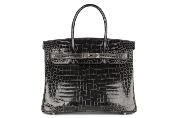 Hermès Birkin 30 Graphite Shiny Crocodile Porosus Palladium Hardware