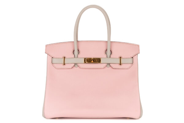 Hermès Birkin 30 HSS Rose Sakura / Gris Perle Chevrè Gold Hardware