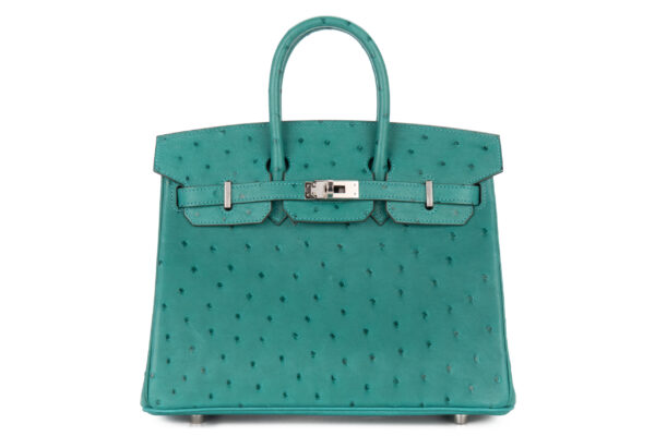 Hermès Birkin 25 Vert Verone Ostrich Palladium Hardware
